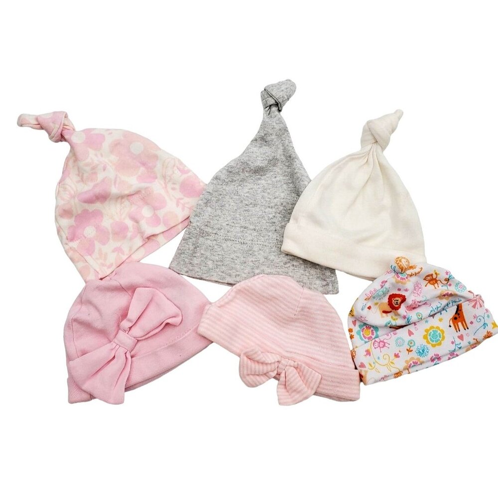 Bert's Bees Target Newborn Bundle Baby Girl's Hat Night Cap Bundle Mix Lot